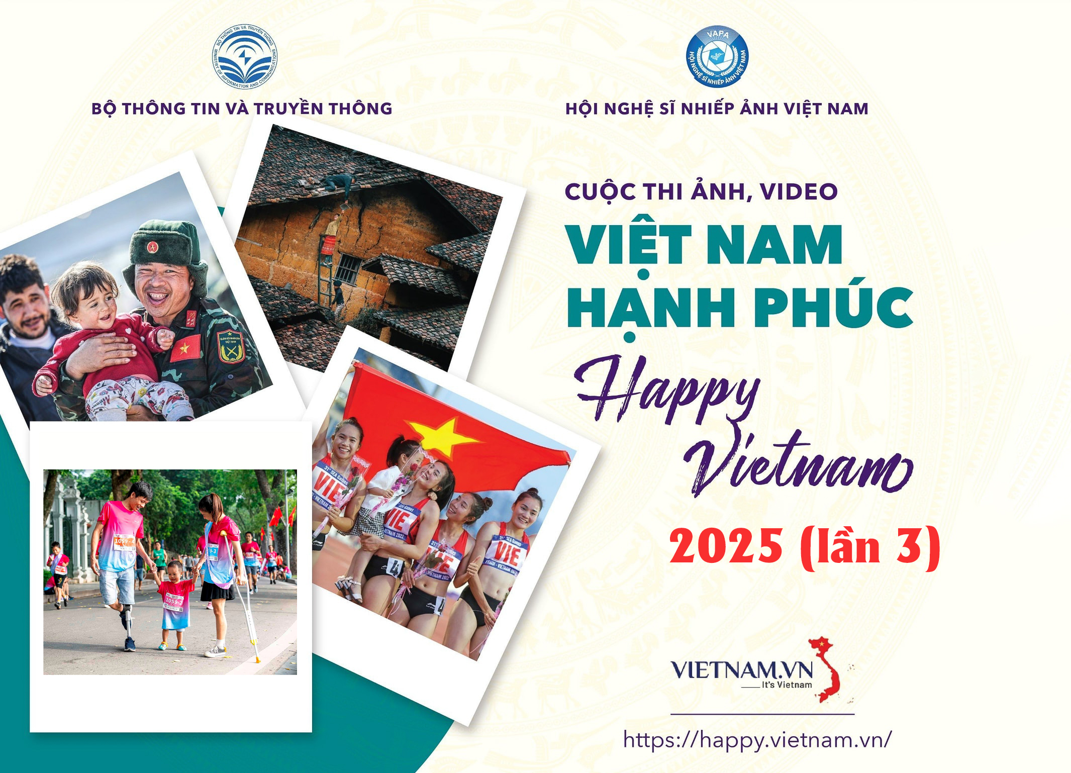 Cuộc thi ảnh-video "Việt Nam hạnh phúc – Happy Vietnam - 2025 - lần 3" (Hạn cuối nhận ảnh-video 30/9/2025)